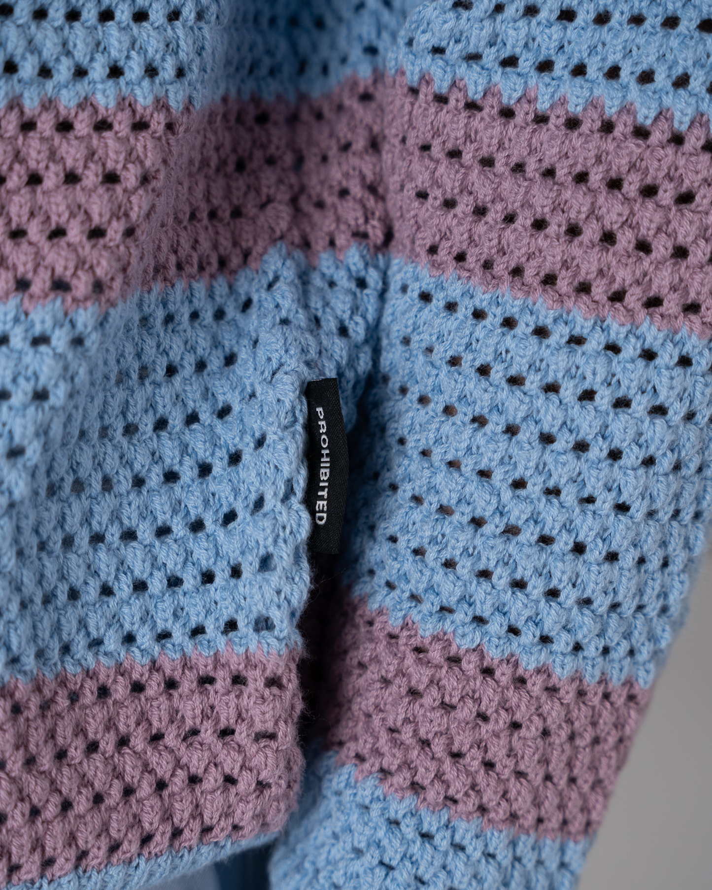 Rough Striped Knit Sweater Blue