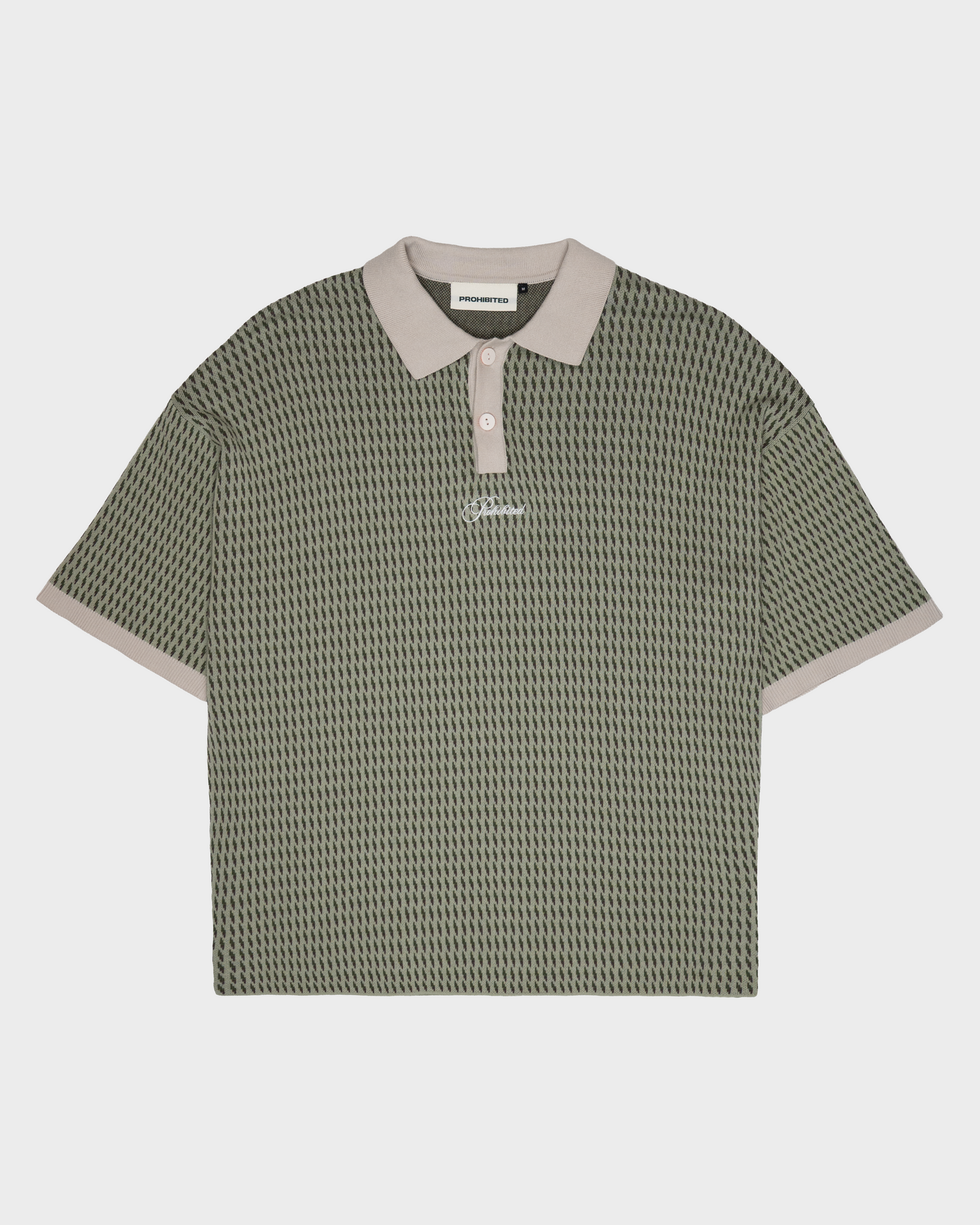 Abstract Knitted Polo Green