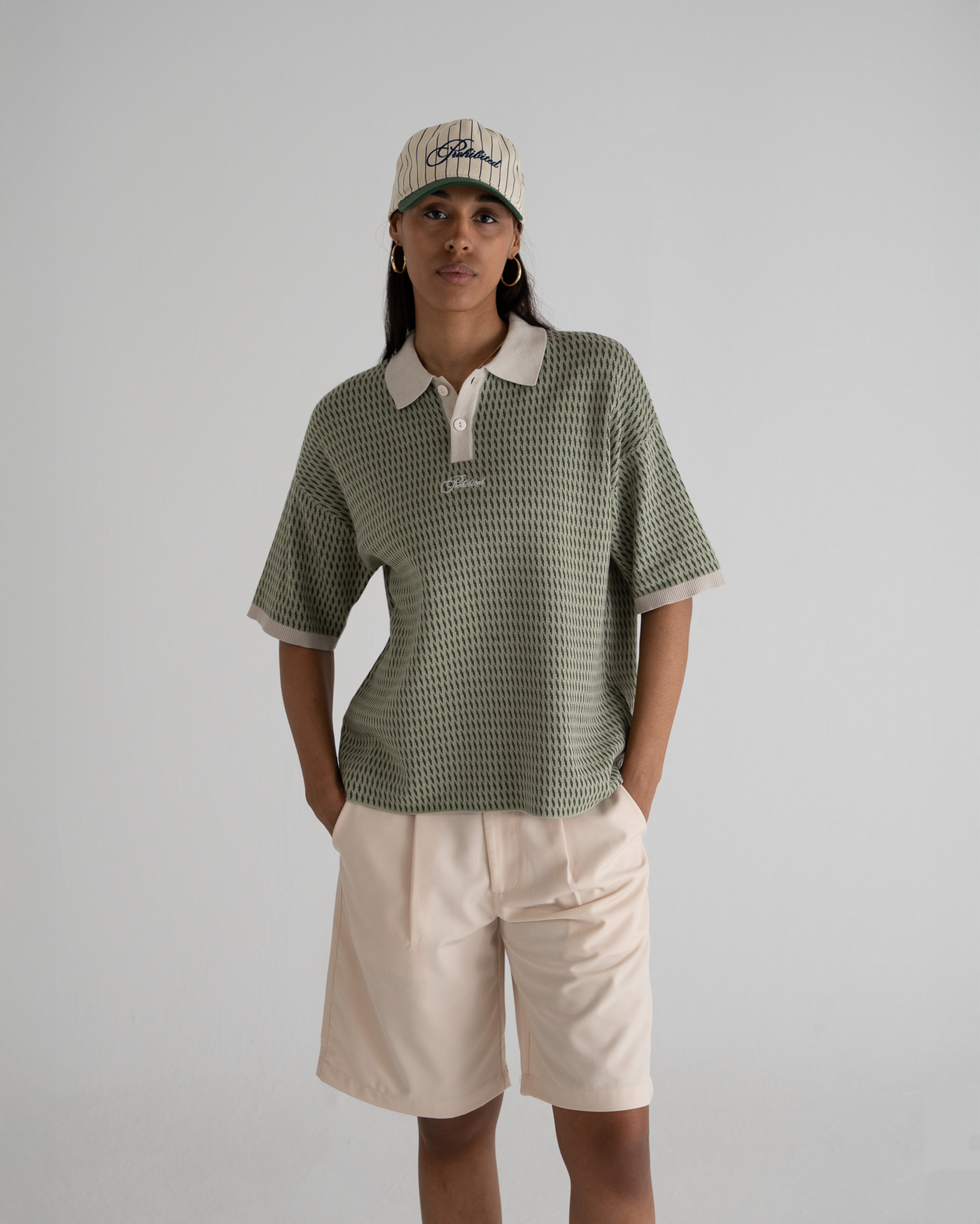 Abstract Knitted Polo Green