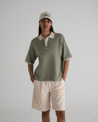 Abstract Knitted Polo Green