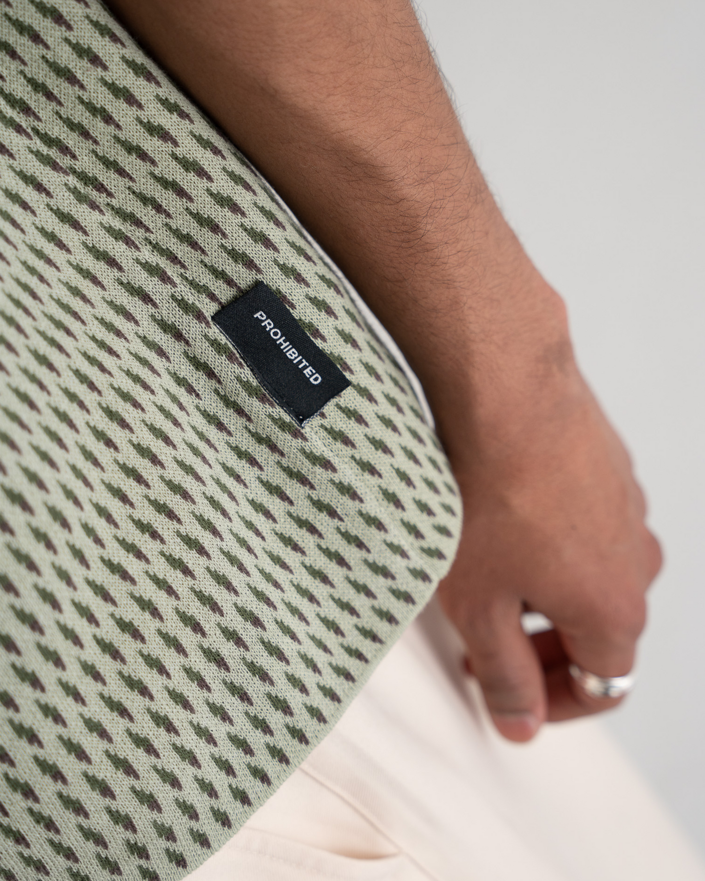 Abstract Knitted Polo Green