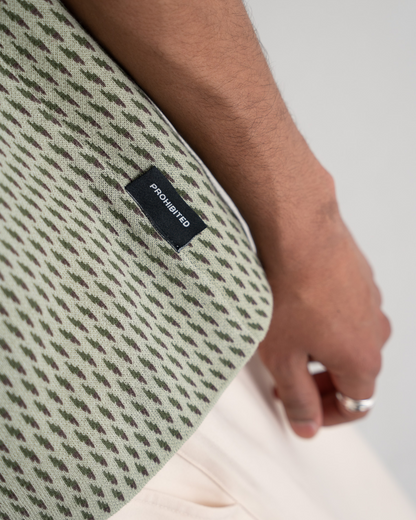 Abstract Knitted Polo Green