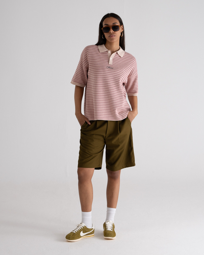 Abstract Knitted Polo Red