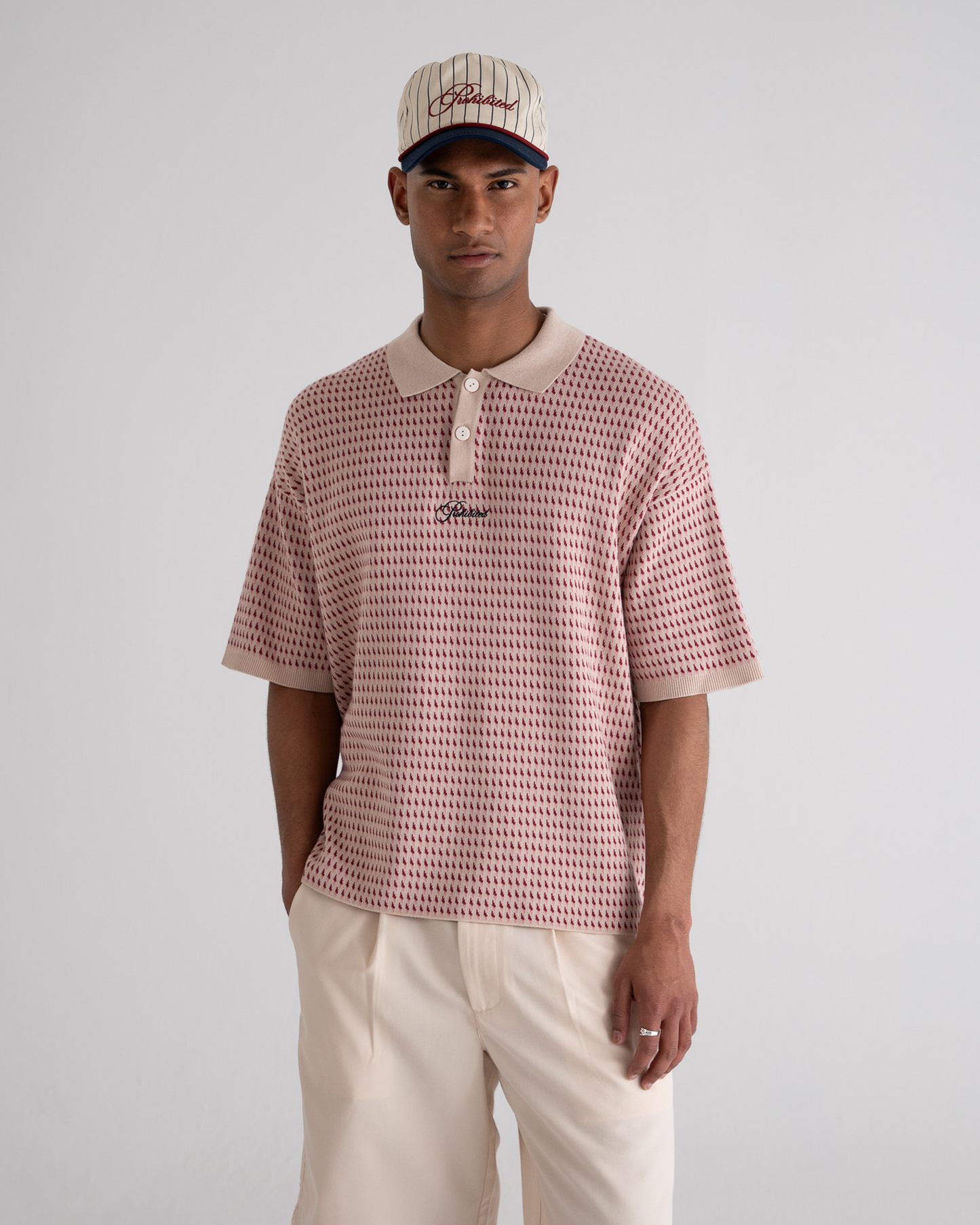 Abstract Knitted Polo Red