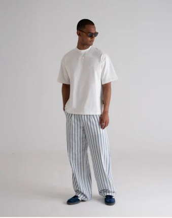 Striped Linen Pants Blue