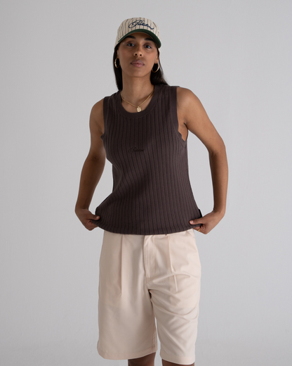 Knitted Tank Top Taupe