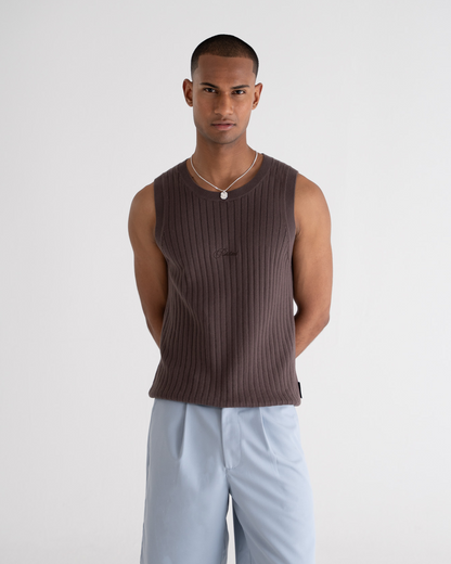 Knitted Tank Top Taupe