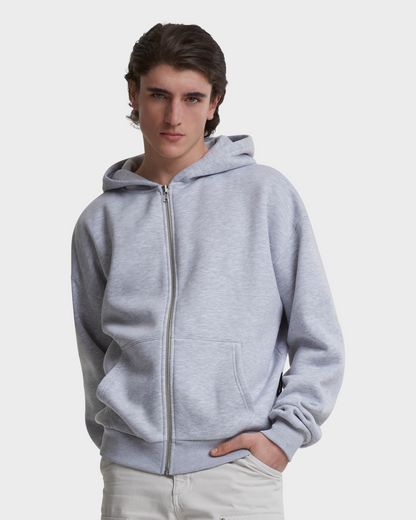 Oversized Zip-Hoodie Grey Melange