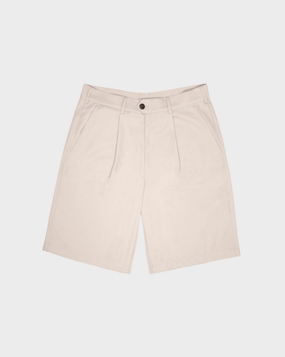 Pleated Shorts Cream