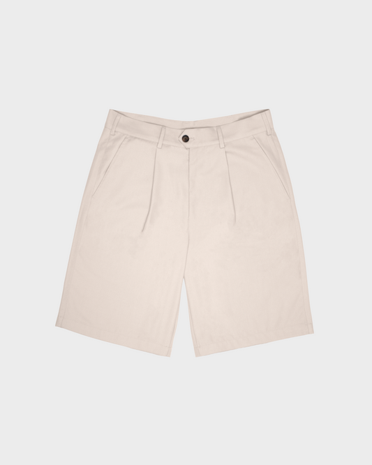 Pleated Shorts Cream