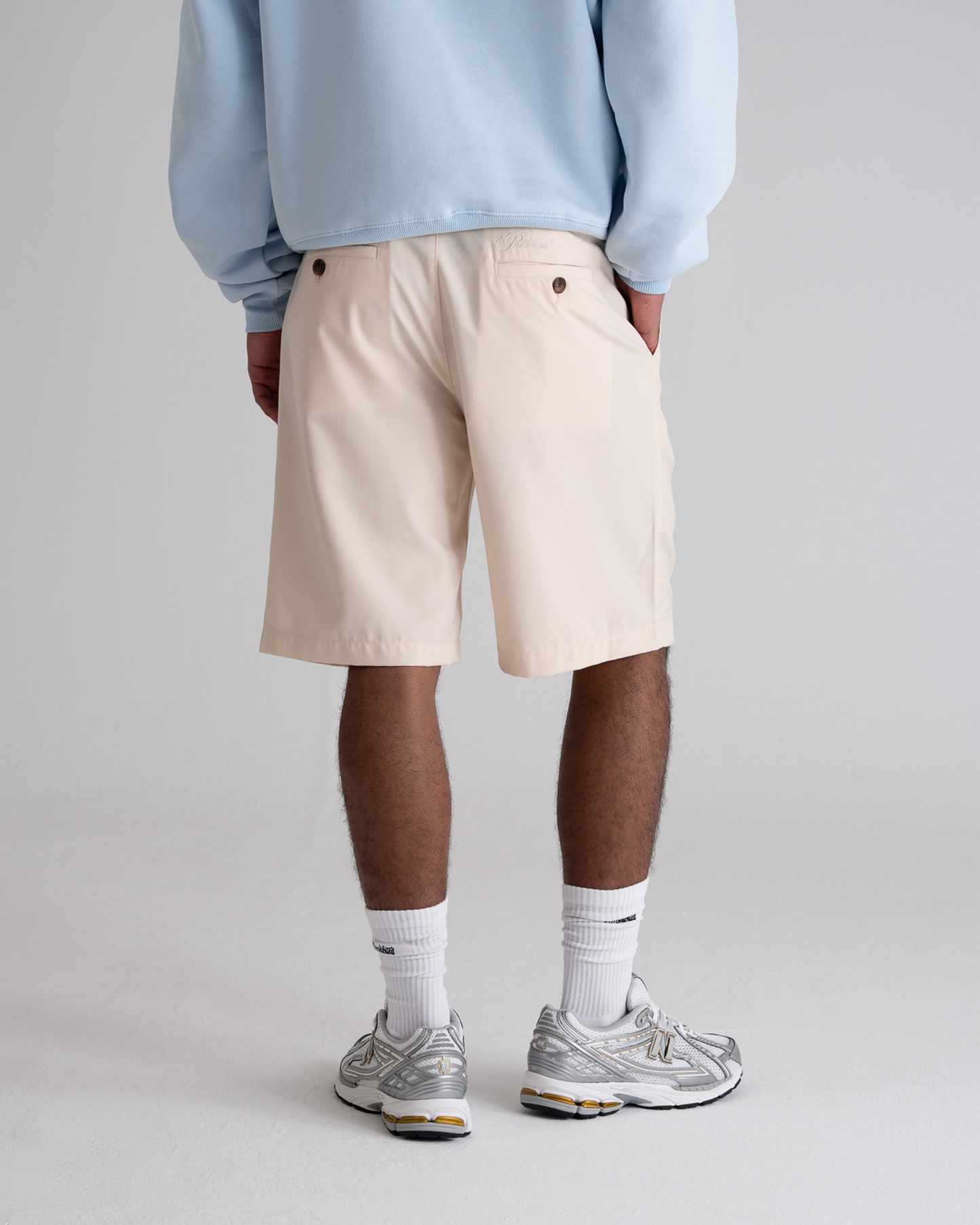Pleated Shorts Cream