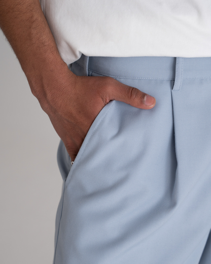 Pleated Shorts Light Blue