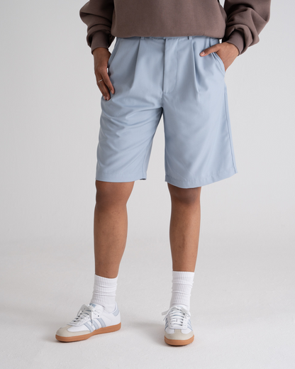 Pleated Shorts Light Blue