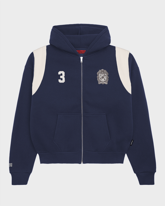 Club Member Contrast Zip-Hoodie Navy