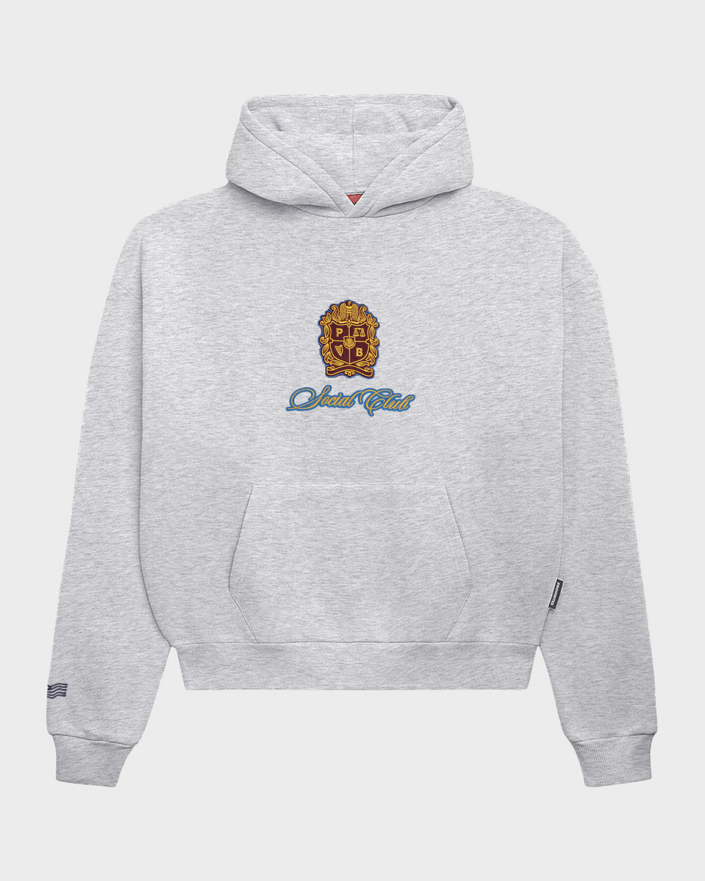 Emblem Patch Hoodie Grey Melange