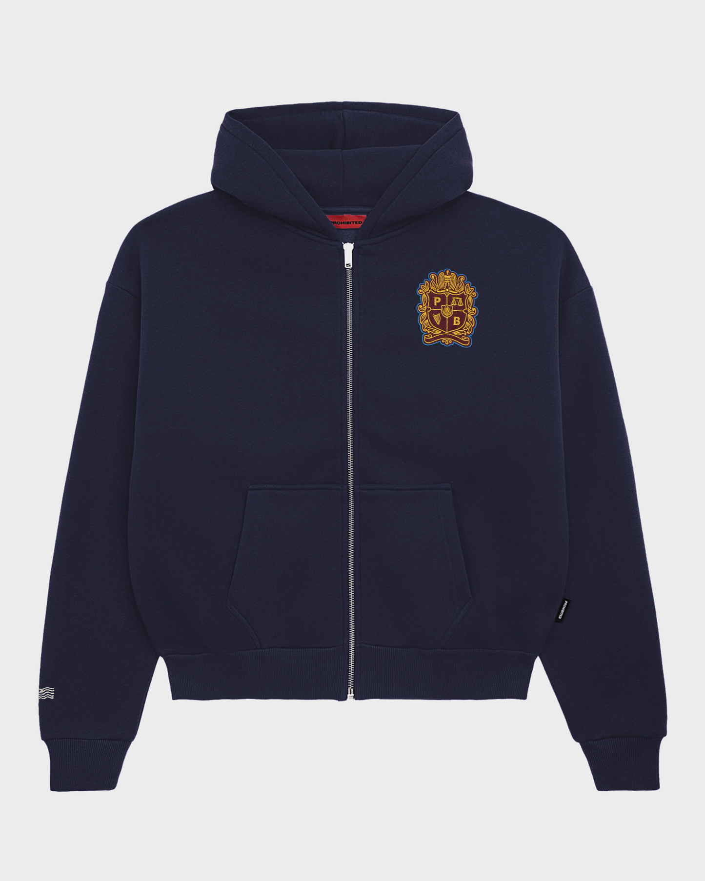 Emblem Patch Zip-Hoodie Navy