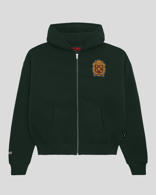 Emblem Patch Zip-Hoodie Green