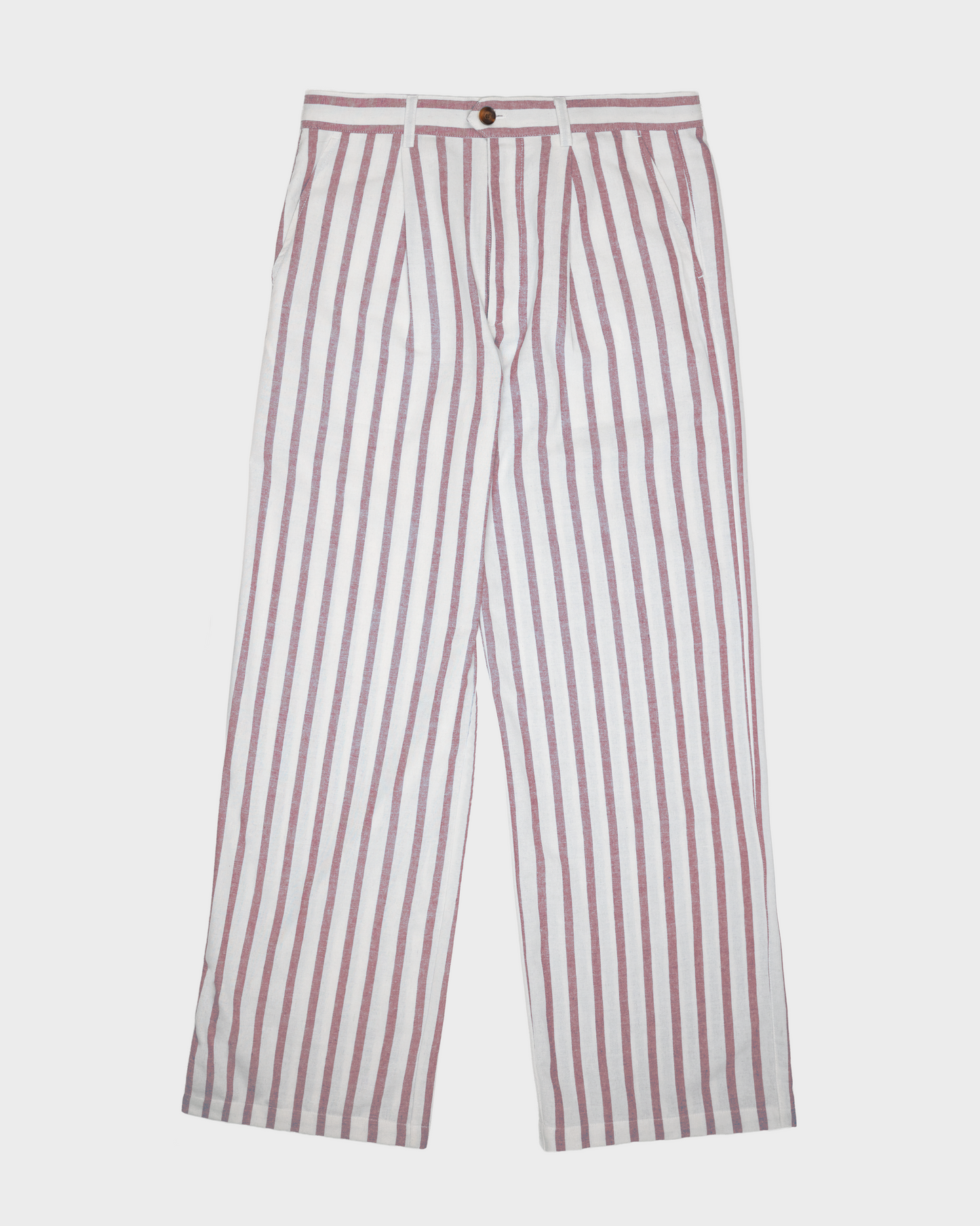 Striped Linen Pants Red