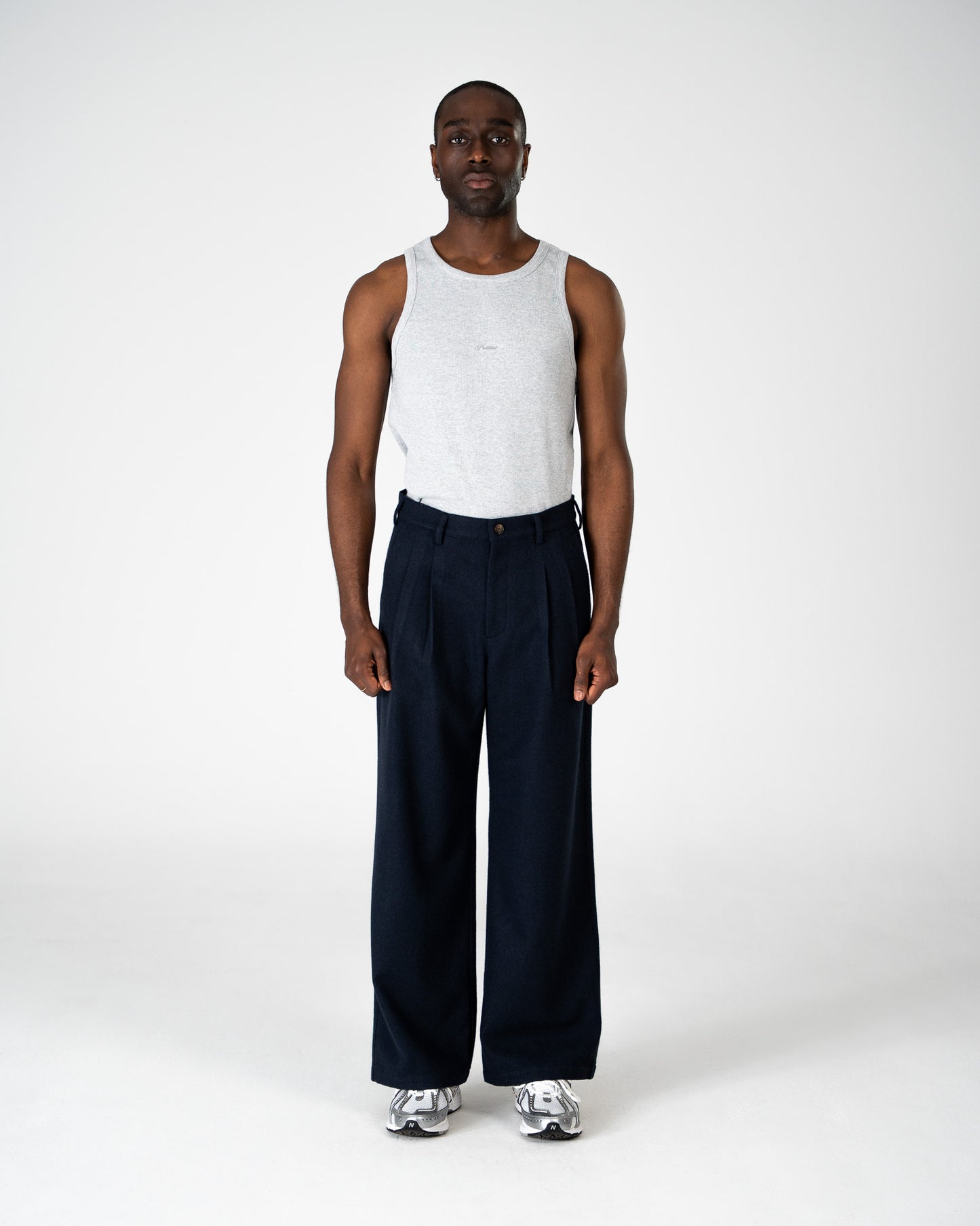 The Embroidery Tank Top Grey Melange