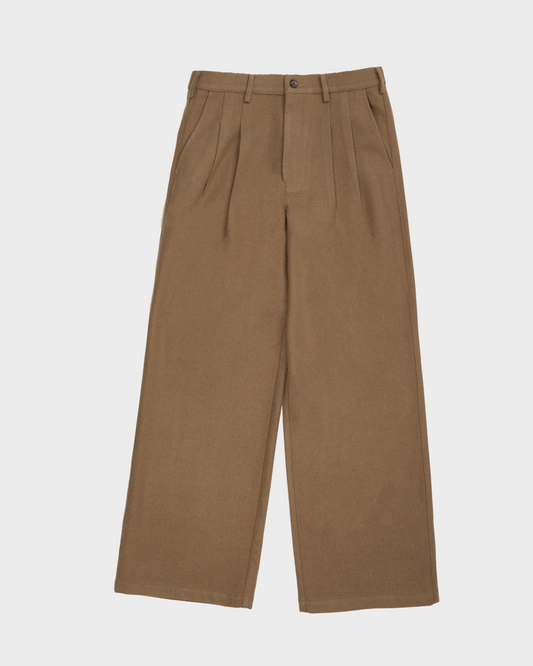 Double Pleated Club Pants Camel