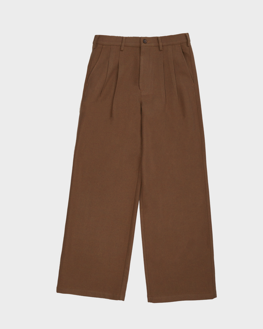 Double Pleated Club Pants Brown