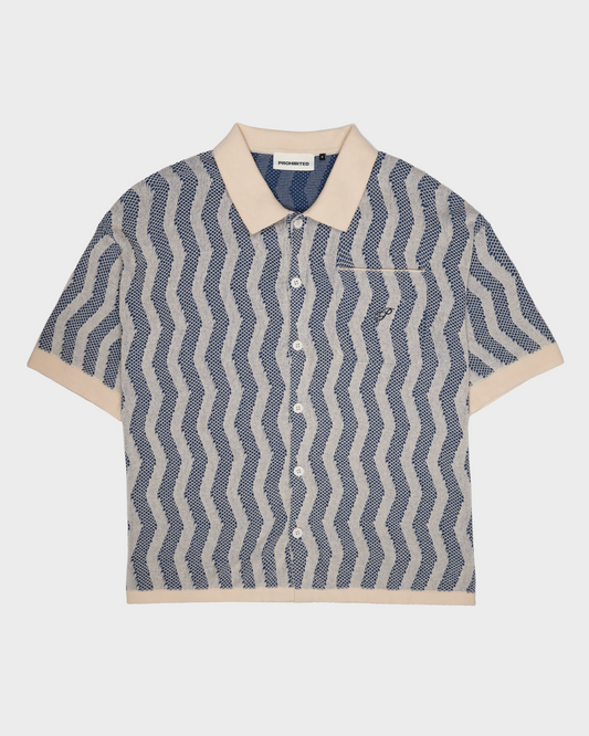 Zig Zag Knitted Shirt Blue