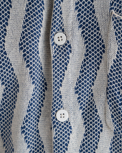Zig Zag Knitted Shirt Blue