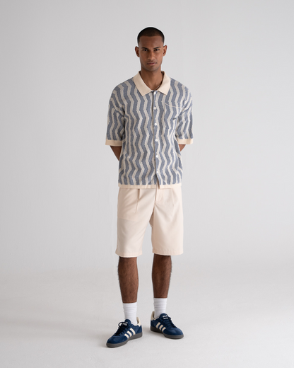 Zig Zag Knitted Shirt Blue