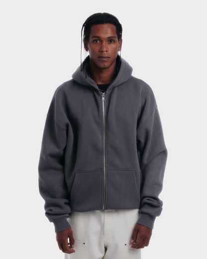 Oversized Zip-Hoodie Grey (Stone Washed)