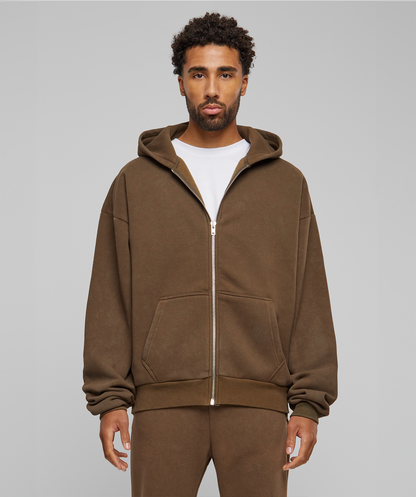 Oversized Zip-Hoodie Mokka (Stone Washed)