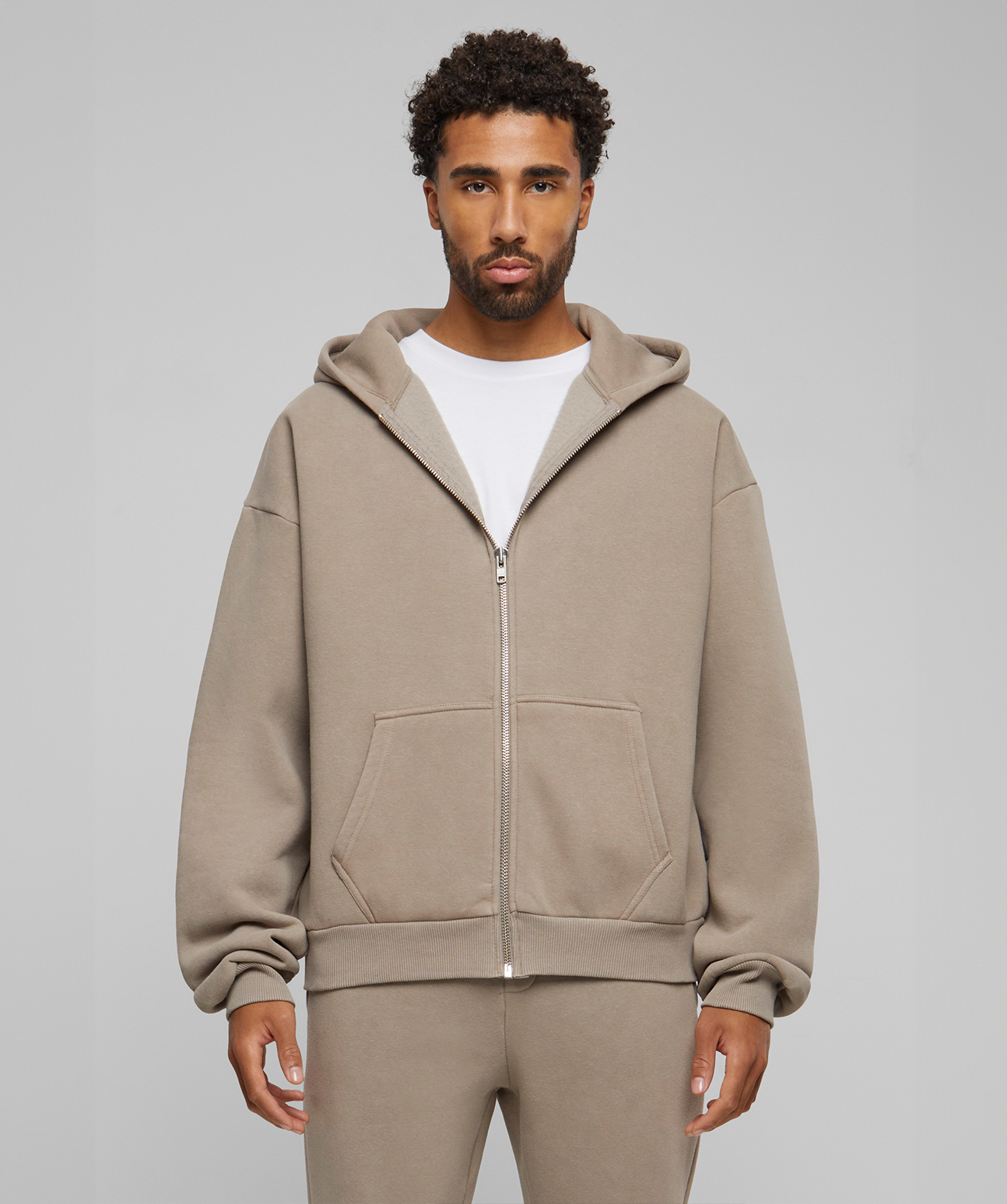 Oversized Zip-Hoodie Sand (Stone Washed)