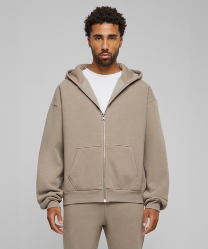 Oversized Zip-Hoodie Sand (Stone Washed)